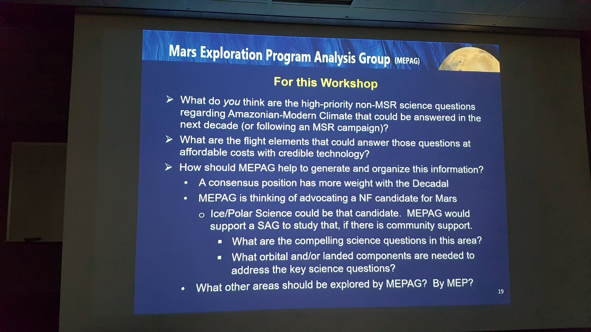 spacekawboy's tweet photo. #amazonianmars2018 Zurek - For this workshop we need to identify our goals and priorities for the next decade. https://t.co/ukOpKsnCes