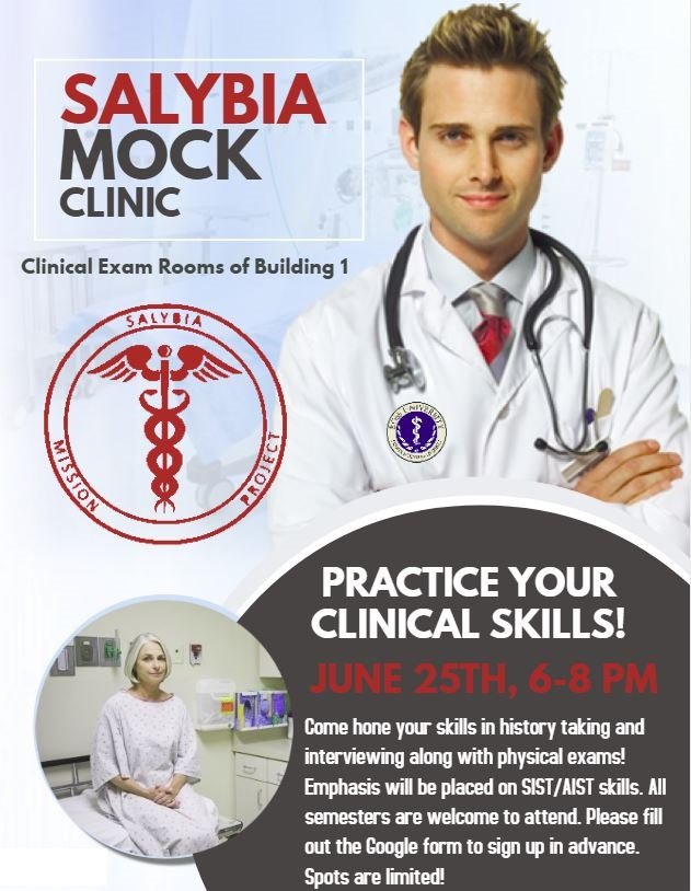 Salybia Mission (@salybiamission) on Twitter photo We'll be holding a Mock Clinic on Monday, June 25th. To sign up as a patient, fill out this form: shorturl.at/qGPV8 To be a student doctor, use this form: shorturl.at/bAC19 All submissions must be made before midnight on June 20th! Spots are limited. <a href="/RossMedSchool/">Ross Med School</a> We'll be holding a Mock Clinic on Monday, June 25th. To sign up as a patient, fill out this form: shorturl.at/qGPV8 To be a student doctor, use this form: shorturl.at/bAC19 All submissions must be made before midnight on June 20th! Spots are limited. <a href="/RossMedSchool/">Ross Med School</a>