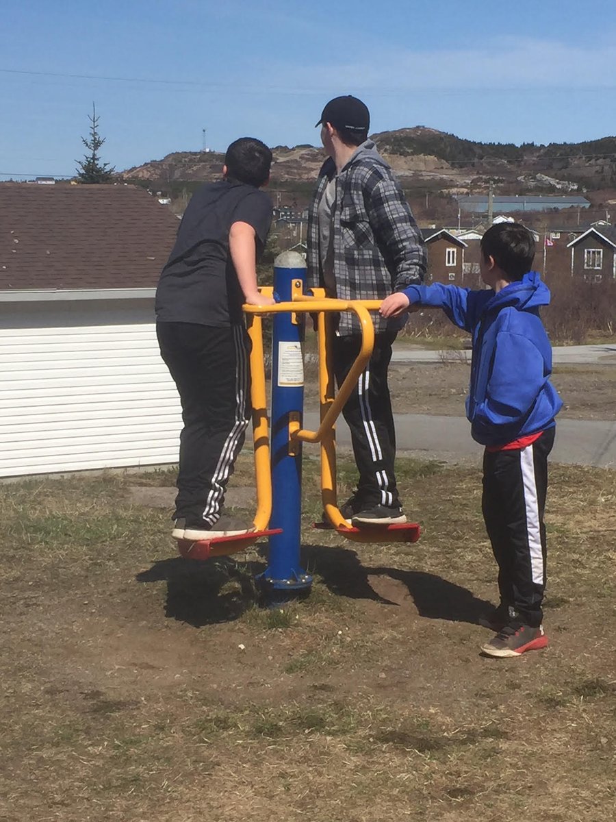 Outdoor fitness with the camera shy Grade 6 class <a href="/schoolsportsnl/">School Sports NL</a> <a href="/NLESDCA/">NLESD</a>