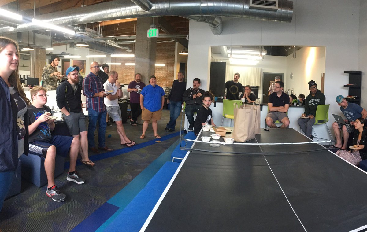 FluentStream's tweet photo. Monday's aren't so bad when bagels are involved. Gathered around for FluentBagels to meet new employees, learn about new features, and generate new ideas. Lots of exciting things coming soon! #FluentStream #HostedVoIP https://t.co/5K4GWED0jz