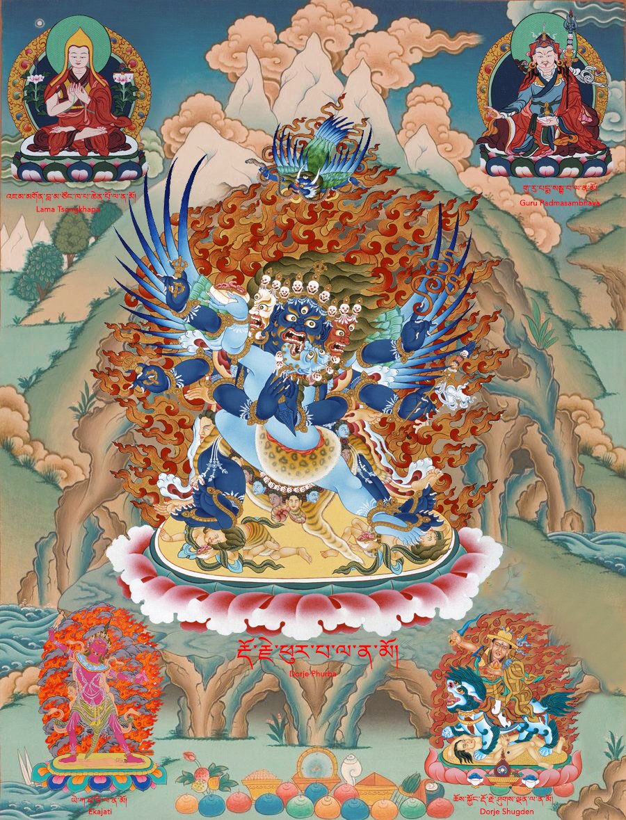 sockwan's tweet photo. Beautiful #thangka of #GuruRinpoche with #DorjeShugden.
#arts
#ancienthistory
#peace
#tibet
#treasure
#travel
#pretty
#mindfulness
#meditation
#firstclass
#tsemtulku
#Luxury
#culture 
#museum https://t.co/v0Dw4A6W0a