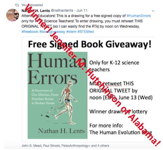 nathanlents's tweet image. And the winner of the free signed copy of #humanerrors is @JenHutchASIM! Jennifer - DM me your address and I&apos;ll get the book on its way! This was a lot of fun and I think I&apos;ll be doing this again in a week or two!