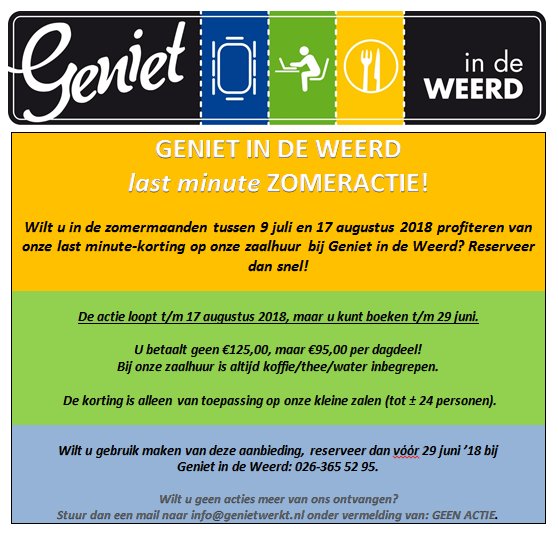 ZOMERACTIE!!! Reserveer snel en profiteer van onze actie.