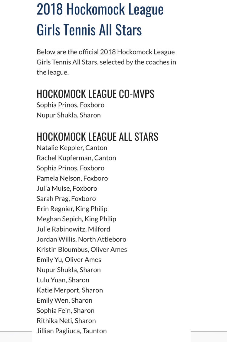 reneepags's tweet image. Congratulations to my girl @Jillypags07 on being named a Hockomock League All Star 🐯🎾🐯
#tigerpride #proudmom #recordbreakingyear
@THStigertennis @tpssuper @Chezsports