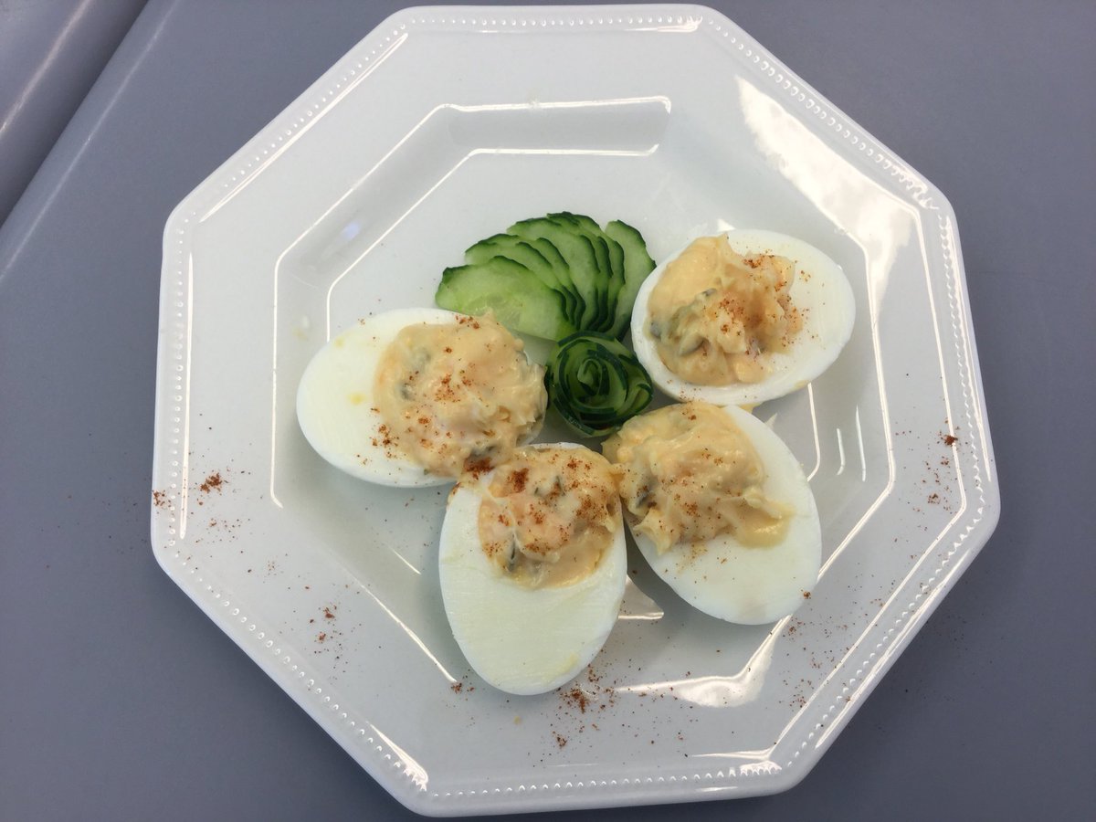 RMSFood's tweet photo. Year 10 can boil an egg! They can also make homemade mayonnaise and garnish nicely. #rms https://t.co/54TJWzJR2Q