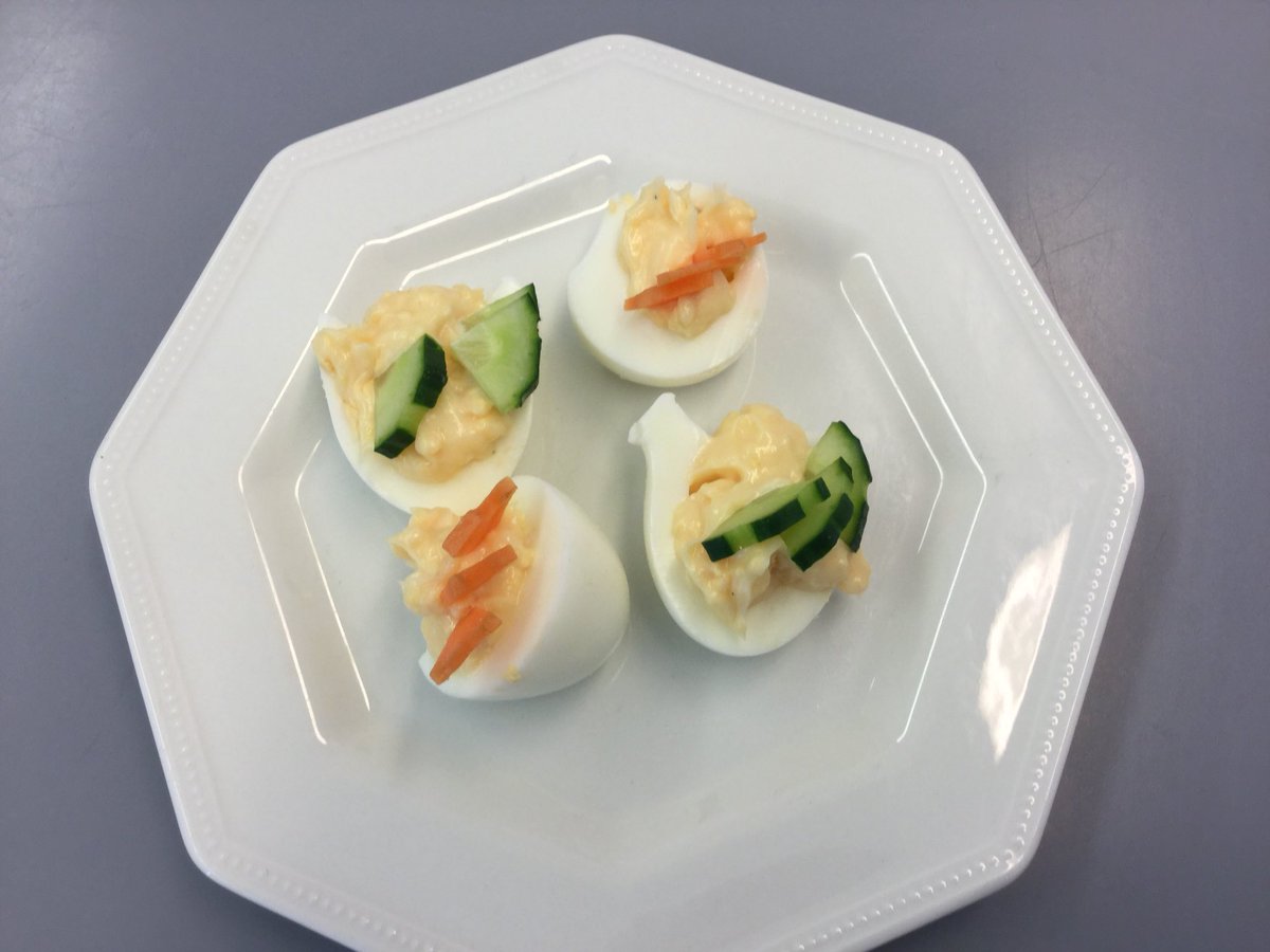 RMSFood's tweet photo. Year 10 can boil an egg! They can also make homemade mayonnaise and garnish nicely. #rms https://t.co/54TJWzJR2Q