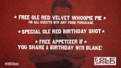 OleRed's tweet photo. it’s an all day party at #olerednashville! come celebrate with us! #hbdblake https://t.co/SbW37eyORn