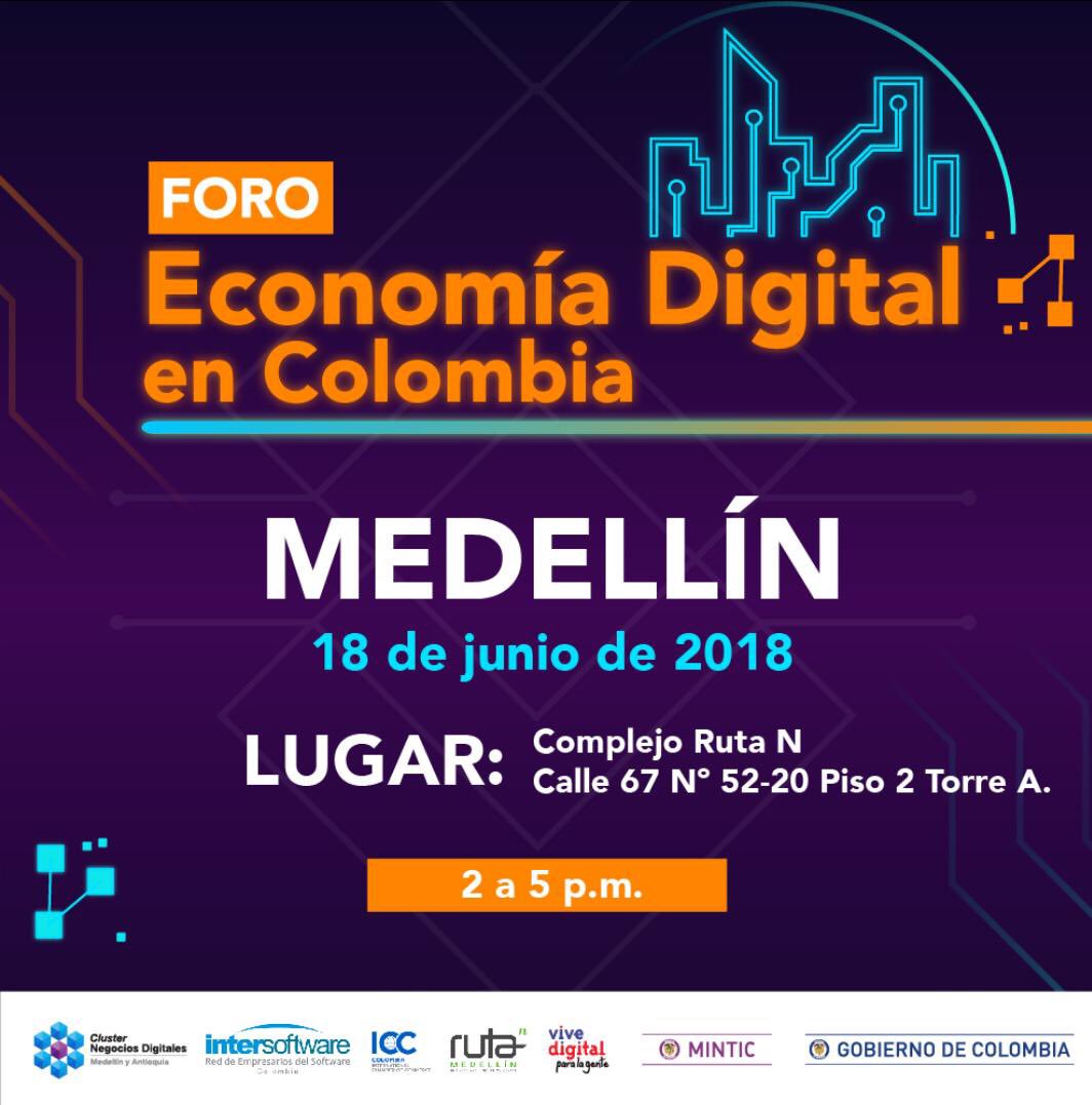AndresCarboA's tweet image. Los esperamos en el Foro de Economía Digital hoy a las 2 pm en el Complejo Ruta N Medellin con el Profesor y Ecperto Raúl Katz @Ministerio_TIC @camaracomerbog #ClusterSoftwareyTI #ClusterNegociosDigitales #Intersoftware