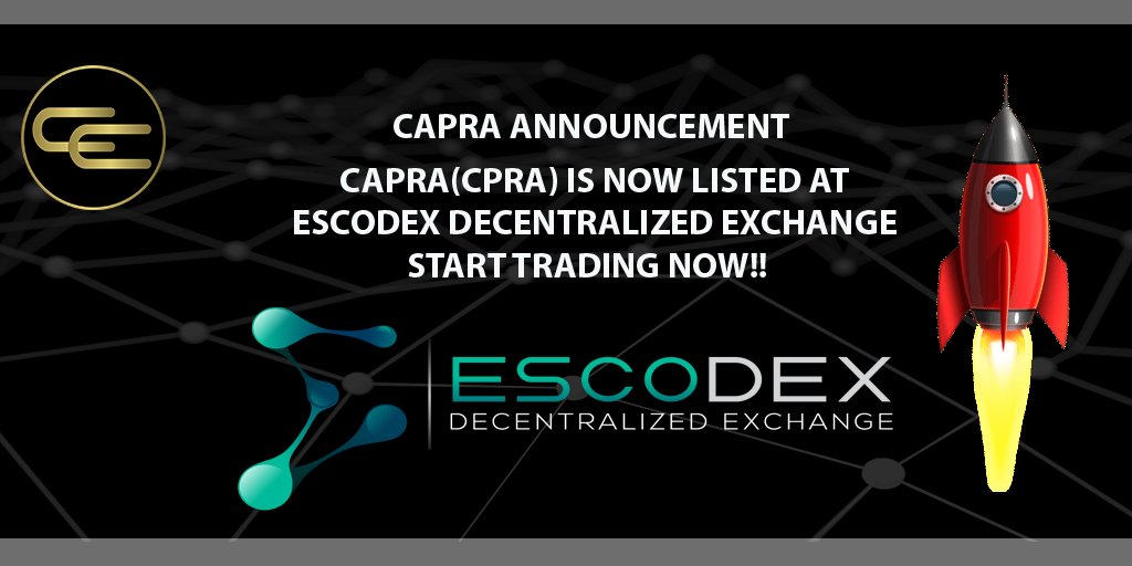 CapraCoin's tweet photo. Start Trading #CPRA NOW at Escodex!!: #btc #bch #Ripple https://t.co/4Ersdw29EL https://t.co/j9odCBynwr