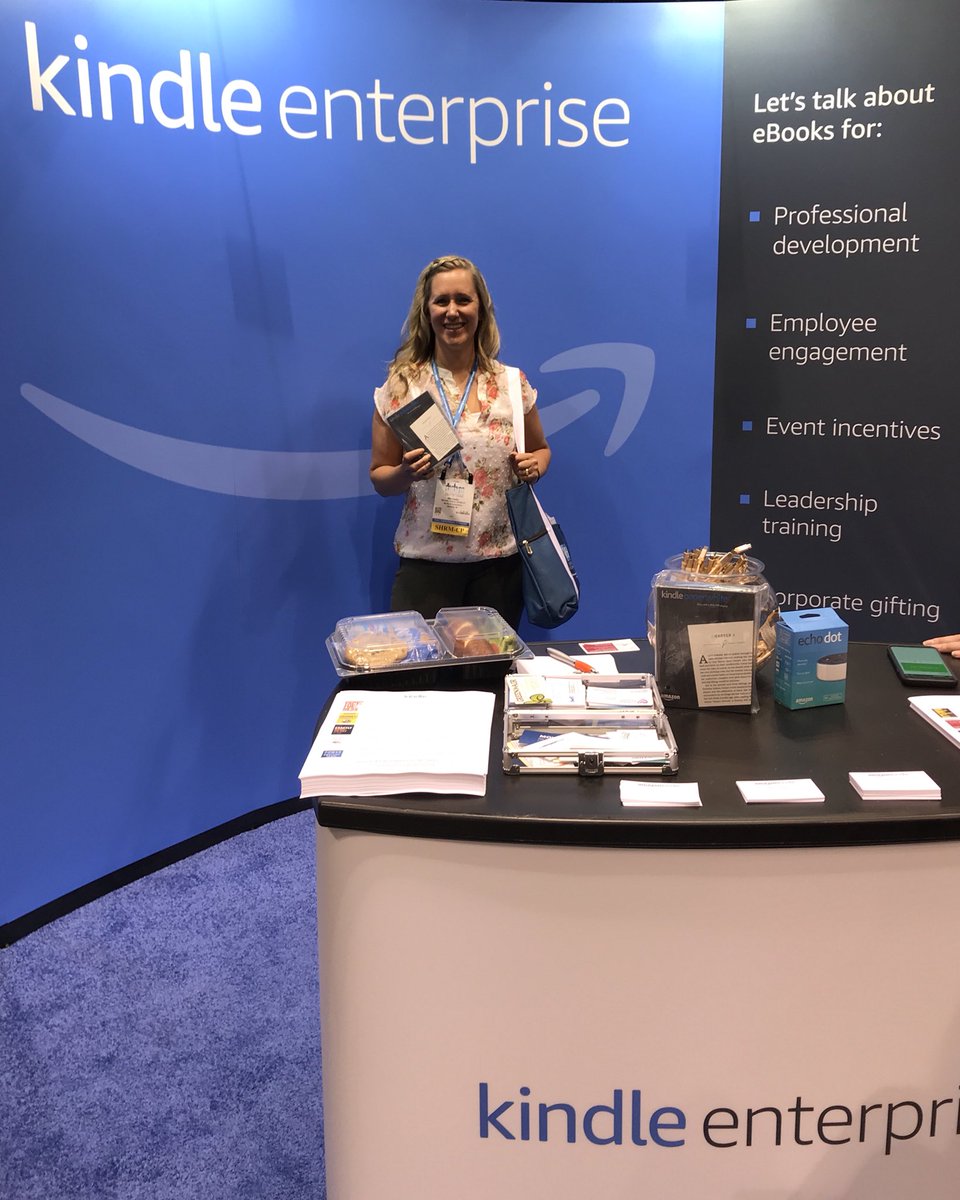 eBooks_by_AMZN's tweet photo. Michelle just won herself a brand new #Kindle #paperwhite!!! Have you stopped at booth number 1950 yet to enter the drawing?! We only have a few left and only 2 more drawings remaining today!! Get. Here. NOW! #SHRM #SHRM18 #SHRM18Bloggers @SHRM @SHRMPress @HRMagSHRM https://t.co/2XeWUiGr8O