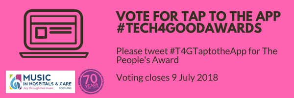 ClaireStonier's tweet image. So excited about #T4GTaptotheApp as a finalist in @Tech4GoodAwards Vote us the Peoples Award @MiHCScotland  tech4goodawards.com/vote-now/