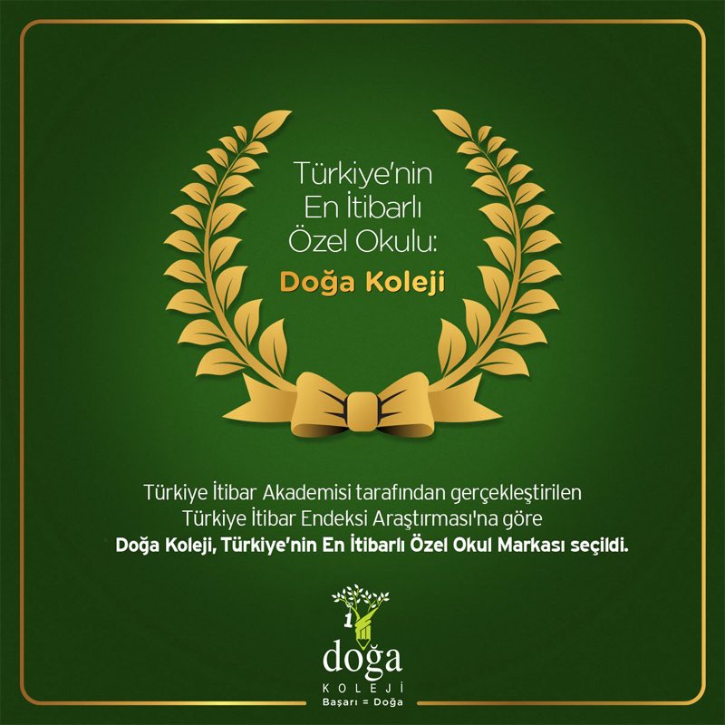 Türkiye’nin en itibarlı markaları belirlendi. Doğa Koleji özel okul kategorisinde bu yıl da zirvedeki yerini korumayı başardı! dogakoleji.k12.tr/haberetkinlik/…