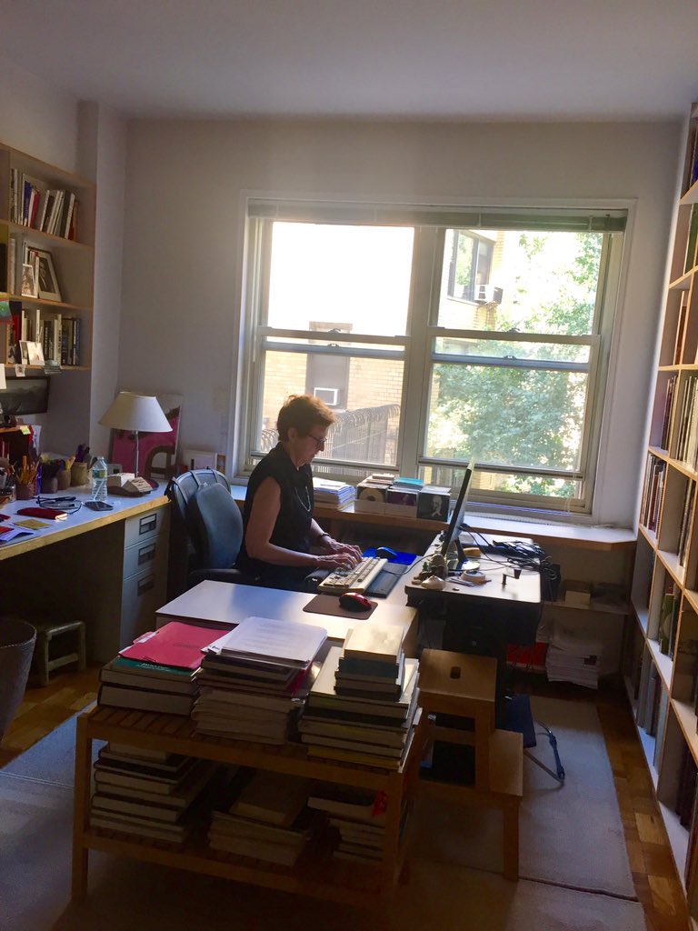 jerrysaltz's tweet photo. Roberta 10-days post big surgery at Sloan Kettering - back at work.
You know what this means? 
It means I go back to work too. 
Which means you all better be working too!!! 
I mean it; go make bad art or bad writing or bad whatever you do. But get to work. Book it babes! Xo https://t.co/KRqG5CHaUD