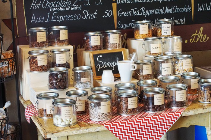 Try before you buy! Our savory and sweet sample bar is always open! #gotpecans #summer #texas #coffee #snacks #gifts