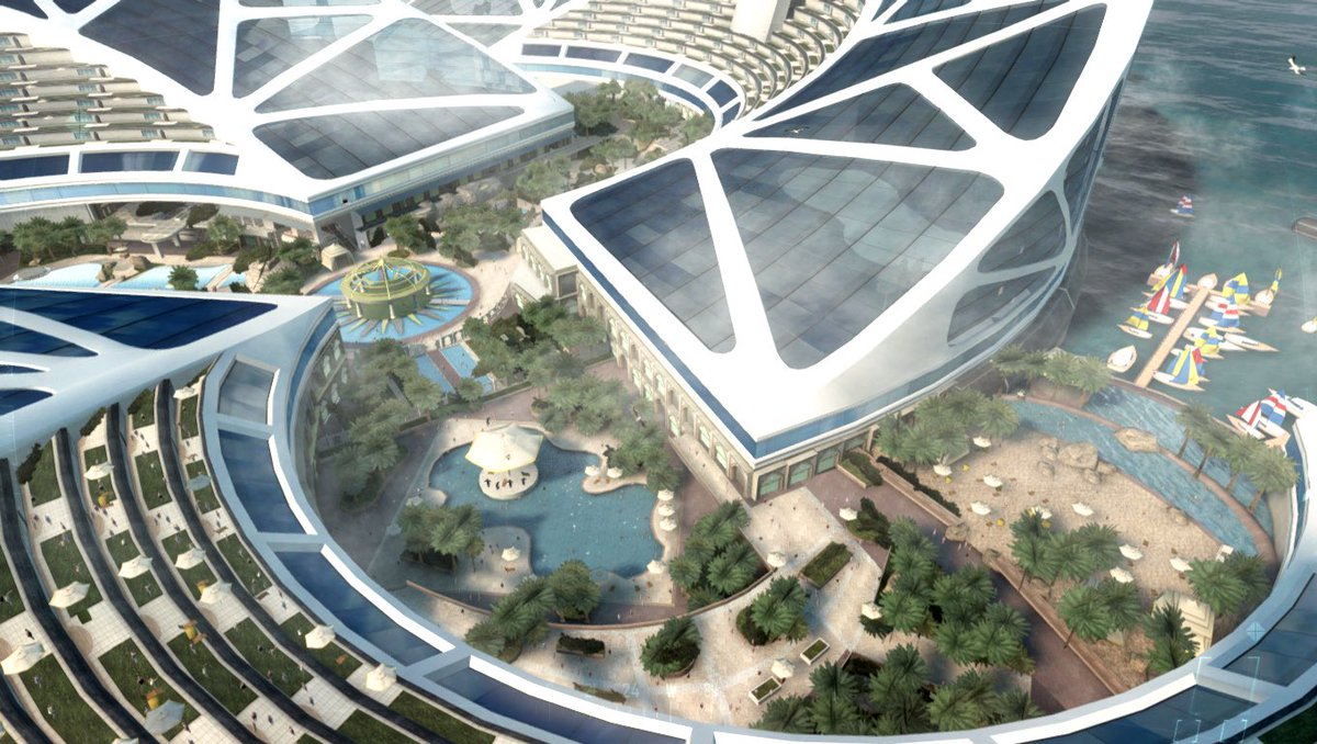 PoliceAryan1's tweet photo. Colossus is a luxury resort, with elaborate pools, rooms, shopping venues, and clubs, one of which is Club Solar. is located near the Cayman Islands, in the Atlantic Ocean,The city is held up by a large metal hull, explaining why it is referred to as the Floating City. https://t.co/sfCwln1Yog