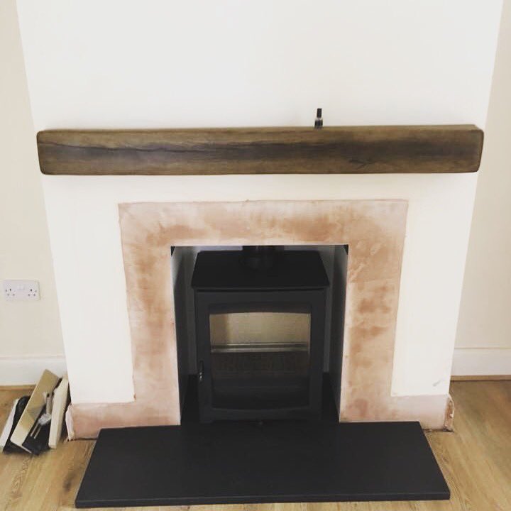 Part 1 of 2 this Parkray aspect 5 fitted in Swanley this week, with a made to measure black honed granite hearth and a dark oak geocast beam! Come check us out cosystovesandfireplaces.co.uk #woodburners #kent #parkray #cosyfires