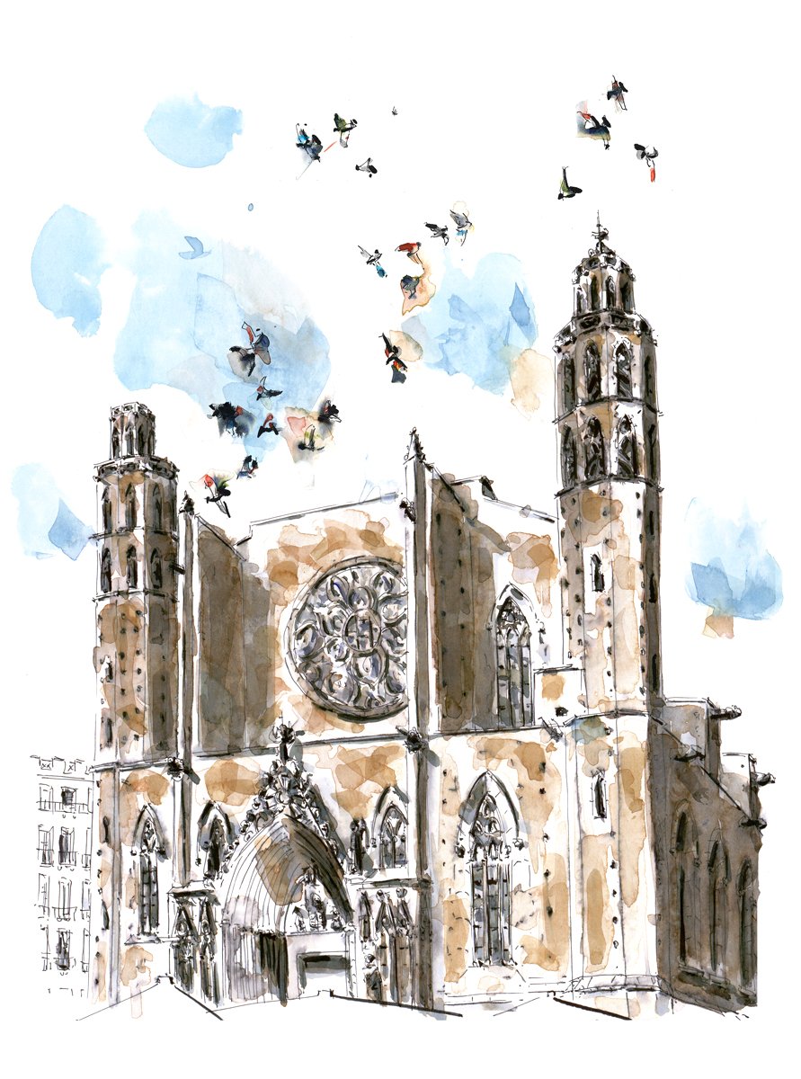 Barcelonink's tweet photo. Santa Maria del Mar.
Feel the magic walking around the Born neighborhood.
Find this illustration as a Fine Art Print on my website (for the moment just in spanish...sorryyyy!).
Use this code for a free delivery to Barcelona: enviogratis https://t.co/GLExVJMNuC