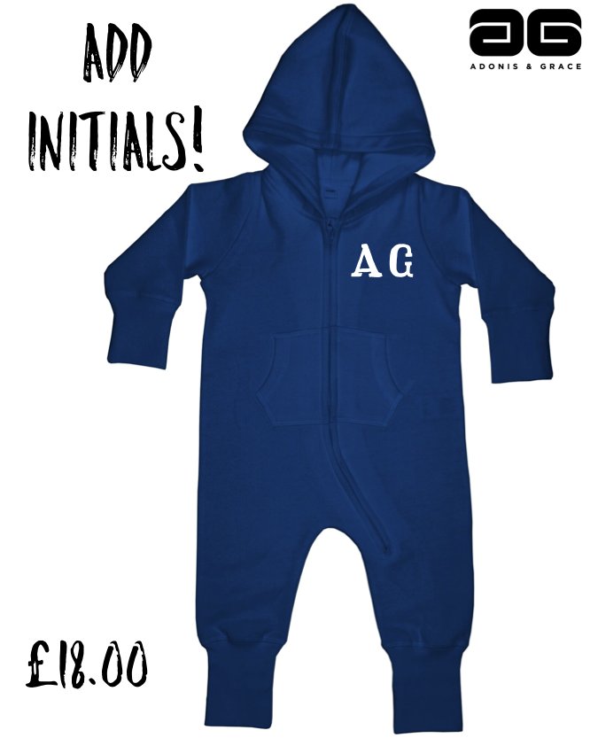 AdonisandGrace's tweet photo. Personalised Gifts from Adonis &amp; Grace, check out this Kids/ Toddler ONESIE. Add your initials on Checkout. Gifts from £8.00, ideal for Presents ideas for all occasions. Onesie only £18.00 and add your own initials at Checkout (3 letters Max). #personalisedgifts, #adonisandgrace https://t.co/ENRh2fpRdm