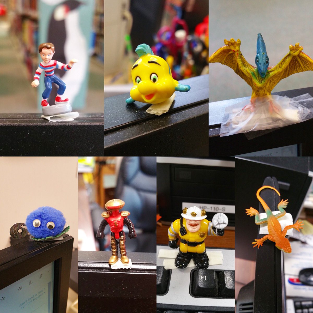 mclsnj's tweet photo. Someone donated a bunch of #tiny #toys to the Hopewell library...now we all have #deskmates.
#whatsonyourdesk? #libraryfun #deskbuddies #surprisesatwork https://t.co/FiKum5Fpl3