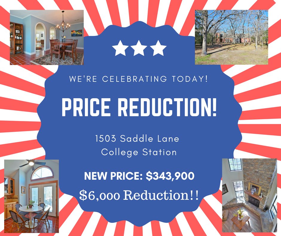 AggielandTeam's tweet photo. Reduced by $6k!! New Price $343,900! 1503 Saddle in College Station...Call to schedule your appointment! 979-846-TEAM(8326) #ReducedPrice #BuyBCS #AggielandRealtors https://t.co/3VcjfxWvzx https://t.co/Q83P04YkRl