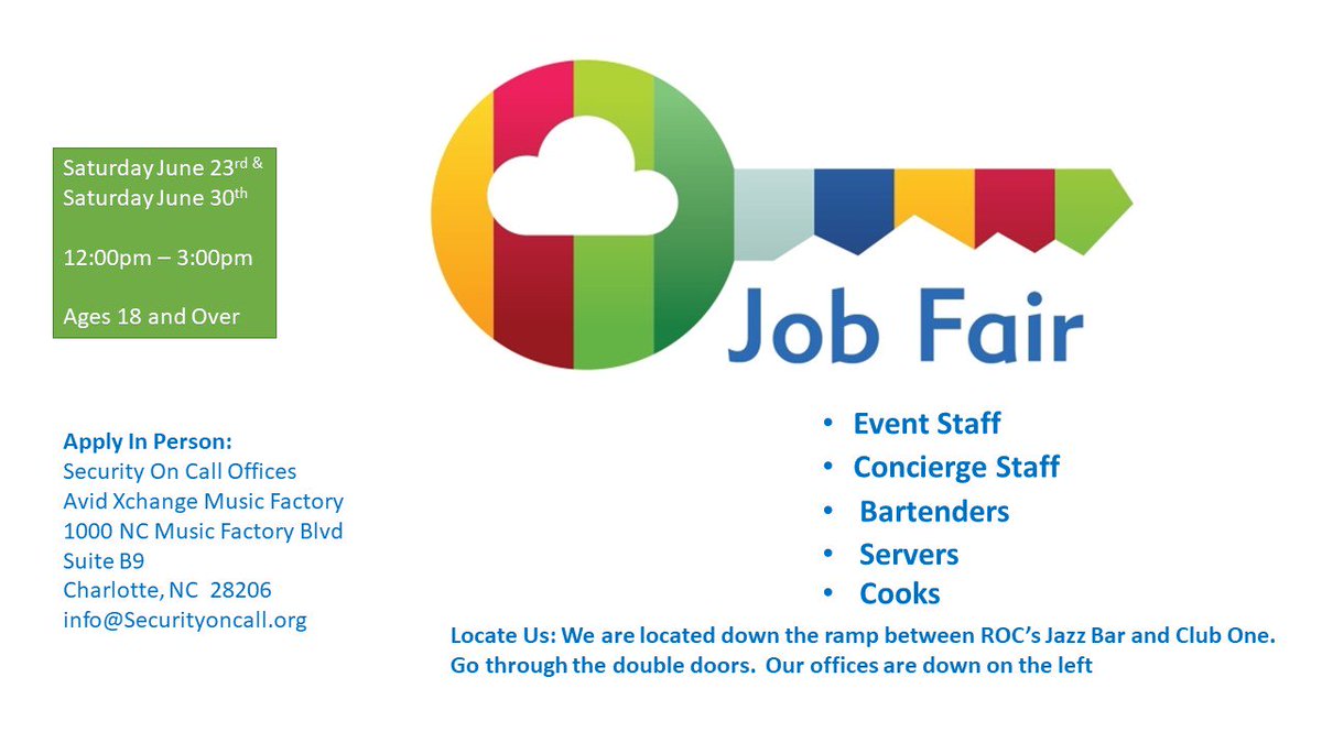 Need additional income? Stop by on Saturday for our Job Fair.  

For info contact john@securityoncall.org.