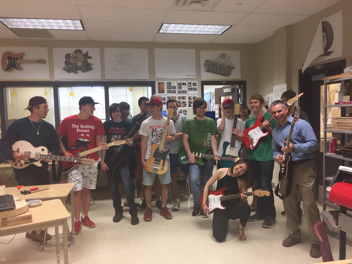 KeldaYuen's tweet photo. Rockin’ out with these kids today! They each designed &amp; built their own electric guitar from scratch. How cool is that? They are part of a one-of-a-kind year long class being offered for the first time at @MedwayHS https://t.co/x7PVeVoEDH