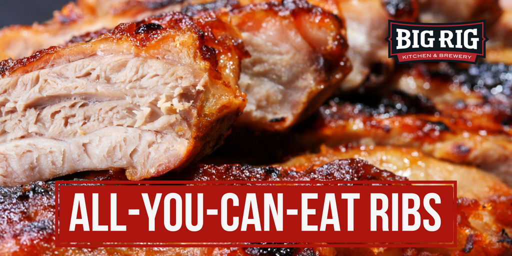 A lb. of back ribs slowly braised in BIG RIG Red finished on the grill with BBQ sauce. Served with hand-cut fries &amp; coleslaw or baked beans #Ribs #AllYouCanEat #YouGottaEatThis #Wanted #Yum #OttCity