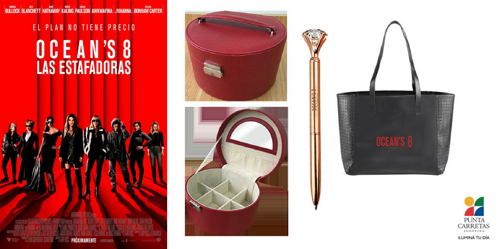 PuntaCarretas's tweet photo. 🗣️ ¡Sorteamos 2 packs "Ocean's 8: las Estafadoras"! Cada uno contiene 1 cartera + 1 necessaire para joyas + 3 lapiceras + 2 entradas para ver la película. ¿Qué te parece? Para participar, seguinos, dale 🔁 (RT). Ganadores: miércoles 20. #iluminatudia #muyPuntaCarretas https://t.co/6OASSlYEva