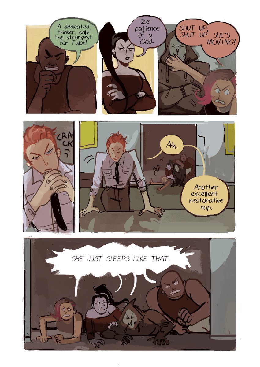 this was a comic i did a couple months ago  for the sharper than knives talon zine!!!!!!! i love drawing everyone terrified of moira 