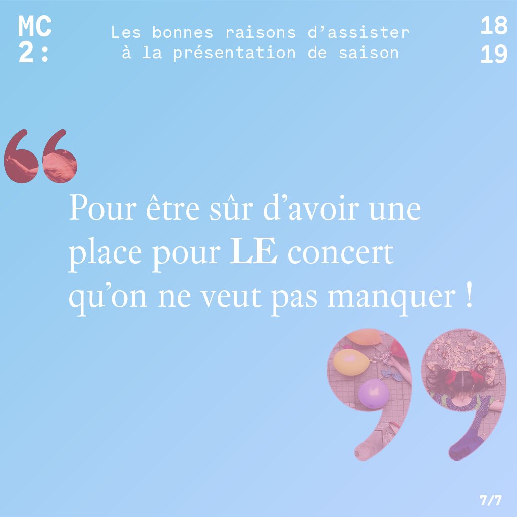 MC2Grenoble's tweet photo. Raison n°7 d'assister à la #PresentationDeSaison #Saison1819 #MC2 https://t.co/RqQXnvzR8E