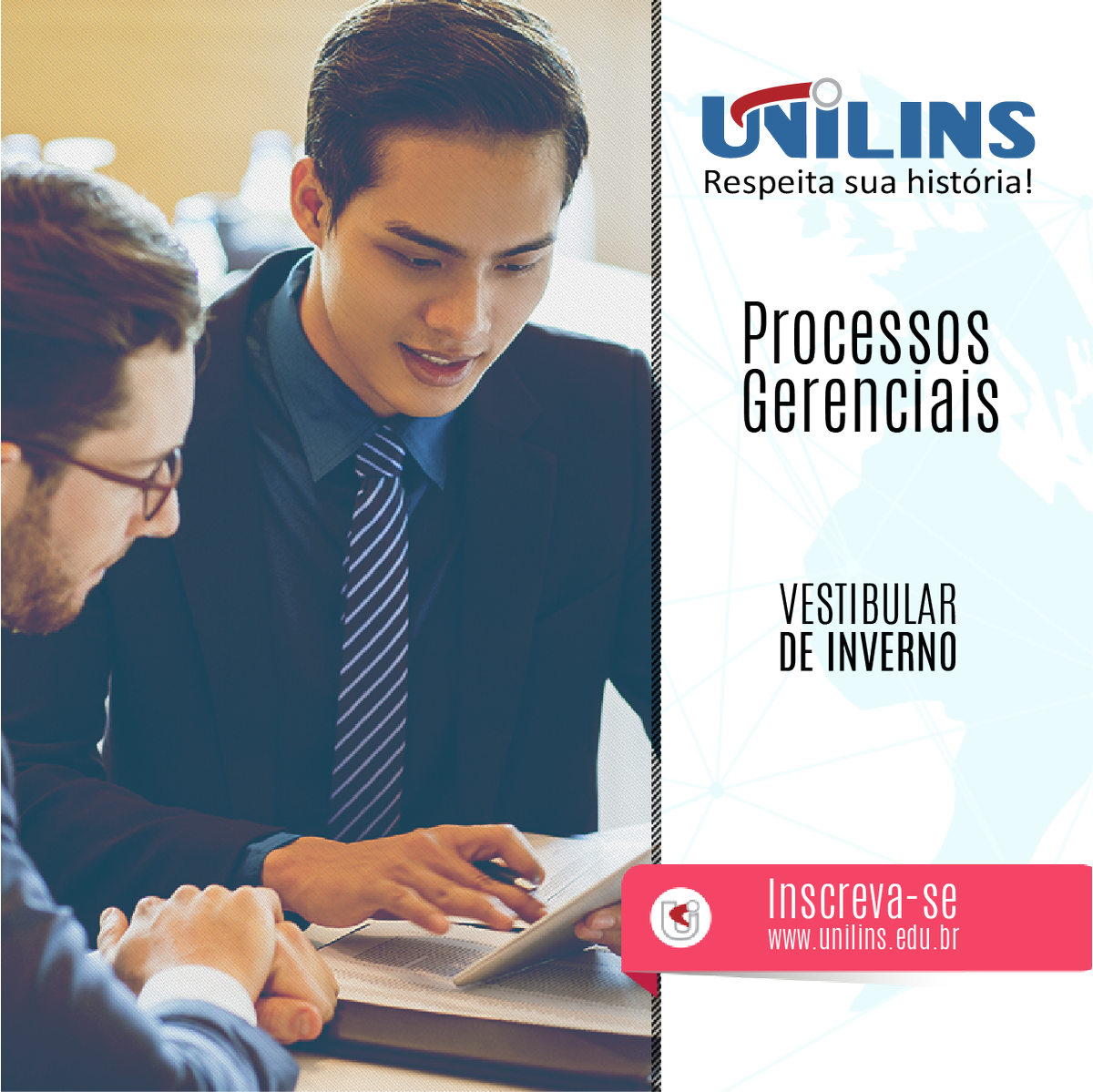 Vestibular de Inverno 2018
unilins.edu.br/vestibular?rds…
#Processos_Gerenciais
Inscrições a partir de 20/06
ENEM ou Prova Agendada