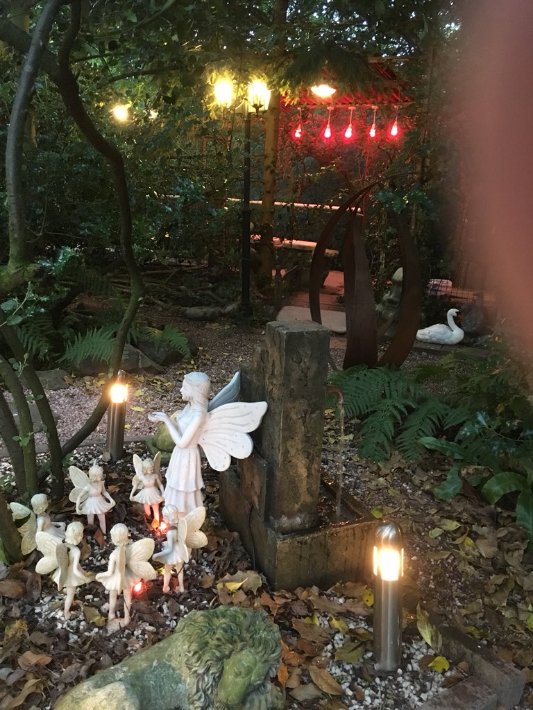 luffdee's tweet photo. Chai and poetry evening! Being unsociable in neighbour’s amazing garden before the poems start. #ItIsAllowed. https://t.co/mcI5OMACrc
