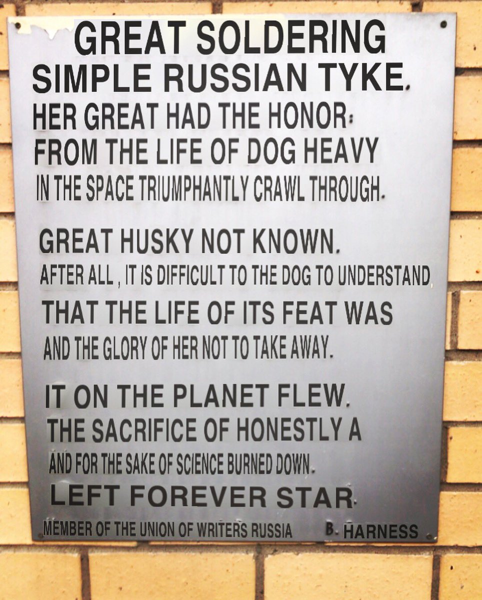 Poximity's tweet photo. Laika the Spacedog becomes a Forever Star

#streetphotography #russia #space #urbanphotography #cosmonaut #dogsinspace #poximity @poximity https://t.co/VKDSOfitPg
