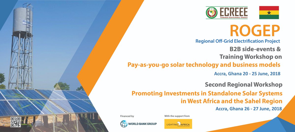 ECREEE_ECOWAS's tweet photo. More
@ECREEE_ECOWAS has embarked on a series of activities under its #RegionalOffGridElectrificationProject supported by @worldbank and @lightingafrica with the ultimate goal of providing access to #ReliableElectricity through #StandaloneSolarSystems https://t.co/dR7vvonvry … … https://t.co/0T2jPvdWxM
