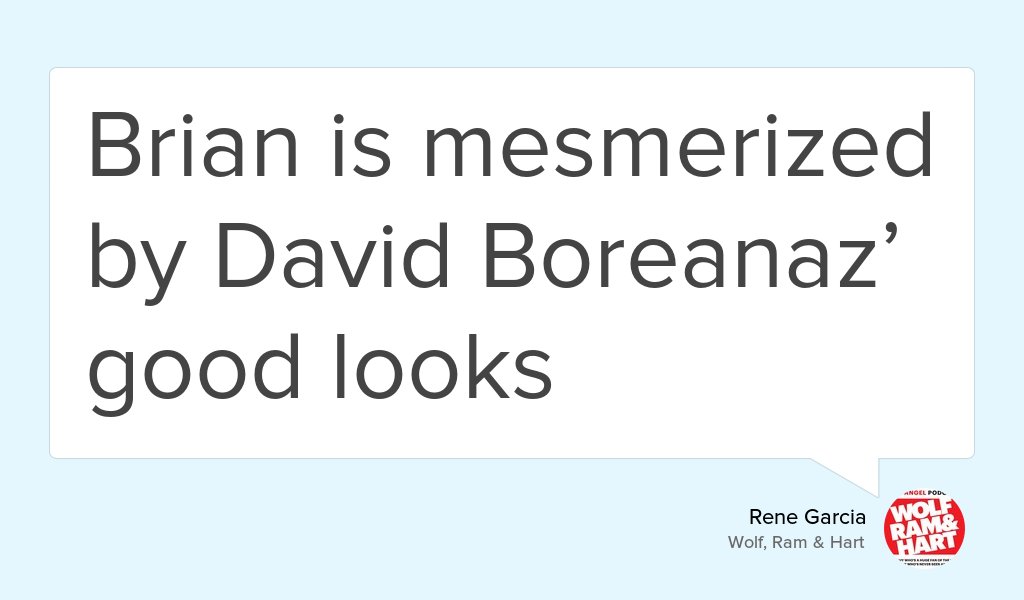 "Welcome to the Wolf, Ram &amp; Hart podcast!" goo.gl/n4RU0Z #Angel #podcasts #DavidBoreanaz