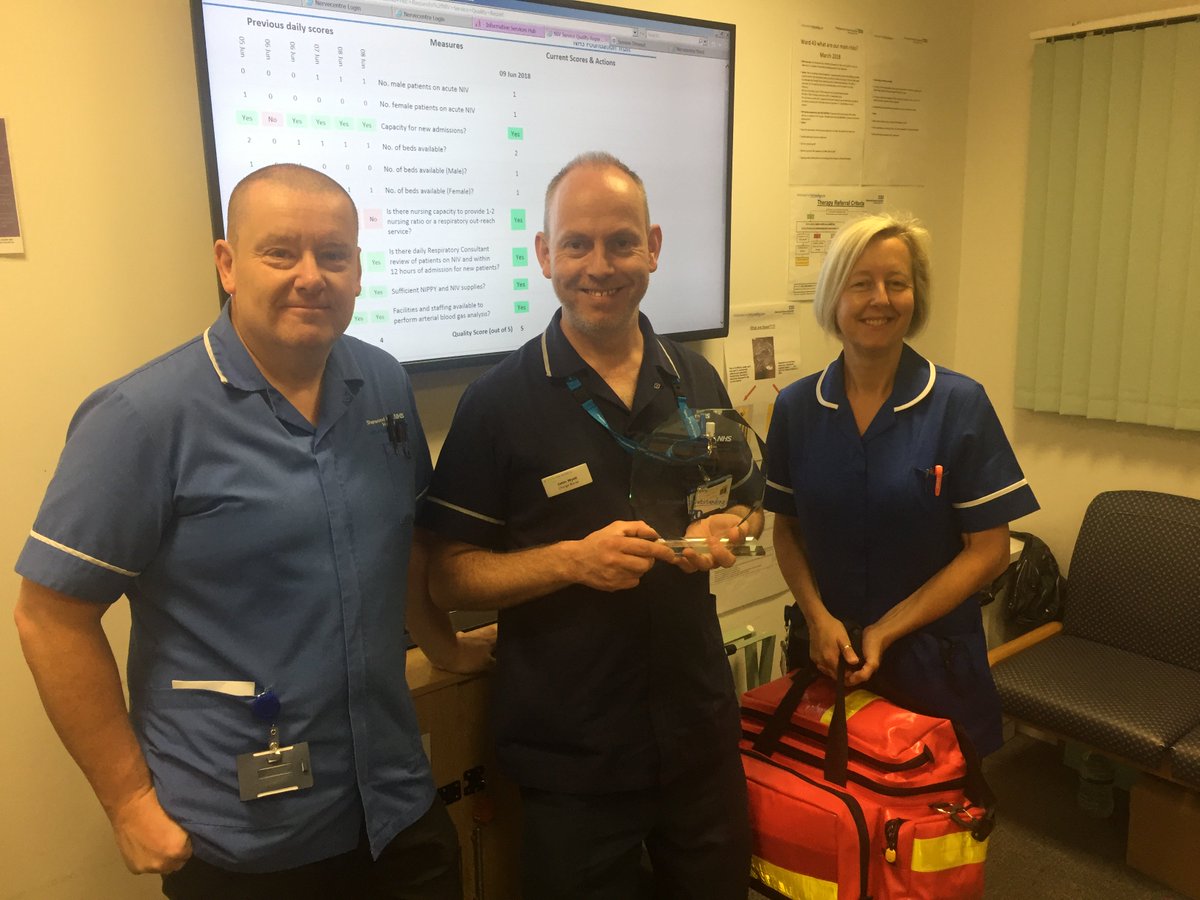 Spent last weekend on call with the guys on W43. Award winner Justin Wyatt, with Debs and Paul. So proud to work with them all, delivering the best Acute NIV Care. Just won another award @btssummer 2018 for our work on @NCEPOD.  #teamsfh