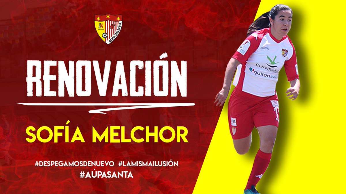 Renueva Sofía Melchor: presente y futuro extremeño para el ataque del #SantaTeresaBadajoz ¡Seguimos! 🔴⚪️👏🏼

▶️ santateresabadajoz.com/2018/06/11/ren…

#AúpaSanta #DespegamosDeNuevo #LaMismaIlusión