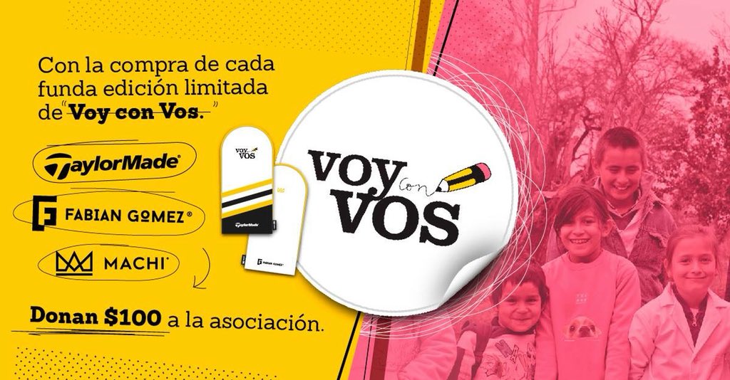Junto a #MachiGolf y <a href="/TaylorMadeARG/">TaylorMade Argentina</a> iniciamos esta acción a beneficio de <a href="/voyconvosorg/">Voy con Vos</a> . Podes colaborar comprando una funda de Drive edición limitada. Hace RT y participa también por una autografiada 😉 #GolfaBeneficio
