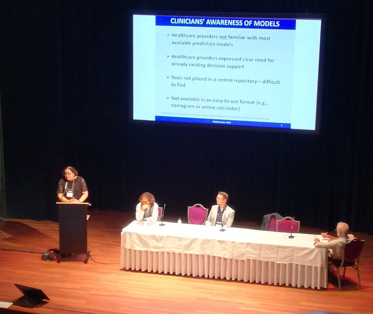 jamesfomahony's tweet photo. Thought-provoking talk by Dr Ellen Engelhardt on the limitations of risk prediction models and their use by clinicians at #ESMDM2018 at Leiden. Really made me think about one I encountered recently that appears to perform poorly with limited incremental benefit. https://t.co/TAUviXbVet
