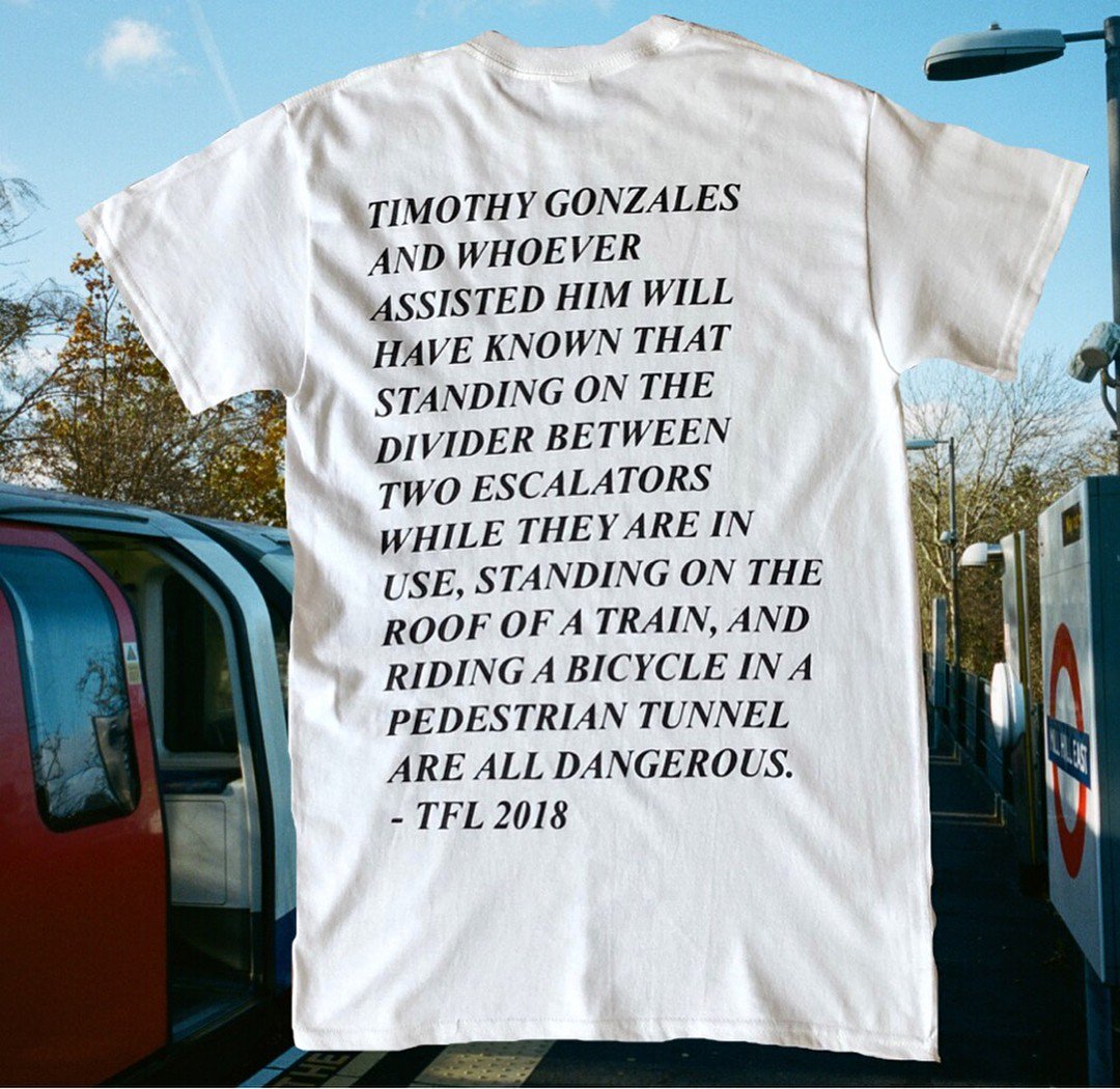CrackMagazine's tweet photo. Jimothy Lacoste releases new merch quoting @TfL. https://t.co/A4DBRYafJJ https://t.co/8rBOMlwYxL
