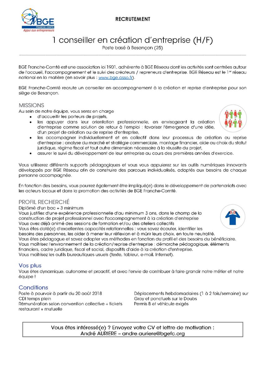 BGEFrancheComte's tweet photo. BGE Franche-Comté #recrute ! 
Un #conseiller en création d'entreprise à Besançon avec déplacements sur Gray et expérience de 3 ans.
#Emploi @poleemploi_bfc @ApecBFC #recrutement @Apecfr https://t.co/4uuVUkyE97