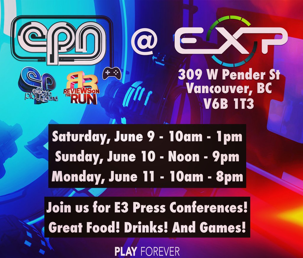 Victor Lucas (@victor_lucas) on Twitter photo We’ve had an incredible time E3 streaming from <a href="/expbar/">EXP Restaurant + Bar</a> and today is a huge day! Come join us for the Square Enix, Ubisoft and PlayStation press events! The EP Live stream with <a href="/Behrudy/">Behr Safi</a> and I kicks off at 9:30am! If you can’t join in person join us here: Gaming.YouTube.com/EPNtv We’ve had an incredible time E3 streaming from <a href="/expbar/">EXP Restaurant + Bar</a> and today is a huge day! Come join us for the Square Enix, Ubisoft and PlayStation press events! The EP Live stream with <a href="/Behrudy/">Behr Safi</a> and I kicks off at 9:30am! If you can’t join in person join us here: Gaming.YouTube.com/EPNtv