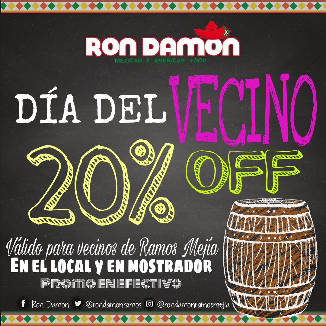RonDamonramos's tweet photo. LUNES 11/6: ¡Feliz día vecinos! 💚
Etiquetá a tu vecino buena onda para soprenderlo  y vengan a celebrar a nuestra bonita vecindad. 
No olviden el DNI 💃🕺🎊🎉
🏚️ Necochea 325, Ramos Mejía | ☎️ 4658-7252
#TexMex #ComidaMexicana #RestauranteMexicano https://t.co/rnkKJDiZDs