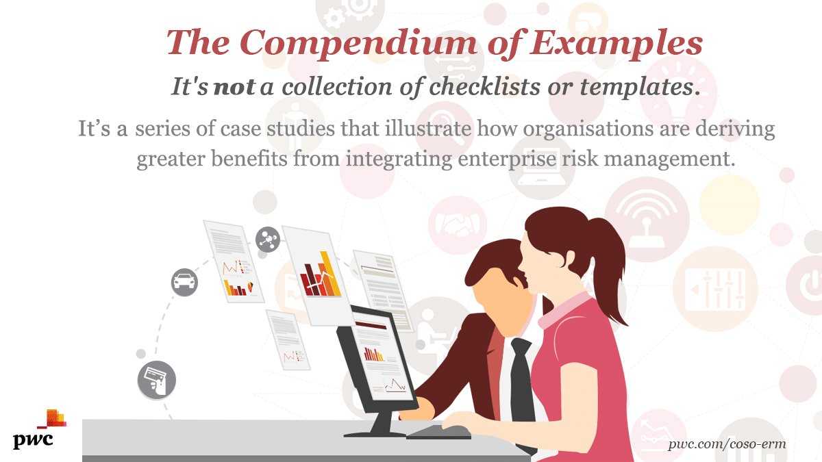 DChesl's tweet photo. Introducing the Compendium of Examples: a collection of nine case studies that add context &amp; clarity to the #COSOERMFramework. Hear our podcast to learn more: https://t.co/4L0ARNRlLX #PwCGlobalRisk https://t.co/RIJy33BYPC
