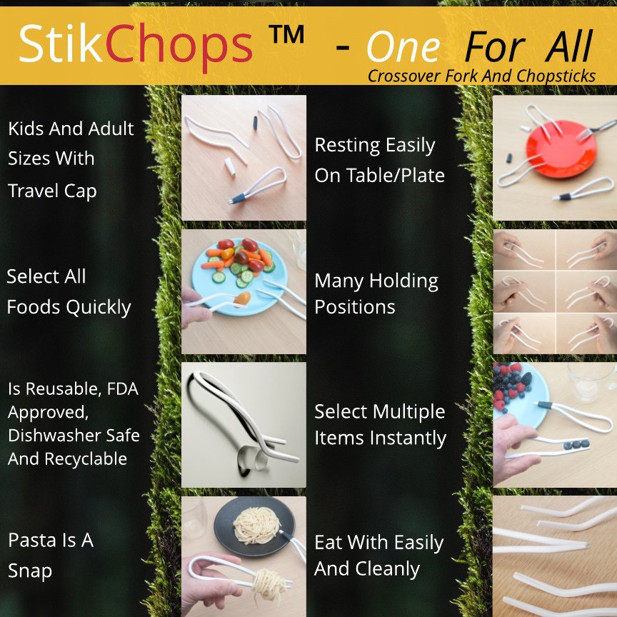 stikchops's tweet photo. Crossover fork &amp; chopsticks - Here are the StikChops™ - ONE FOR ALL - coming WED/JUNE/27 on KICKSTARTER - visit campaign preview link for a tasty treat -  https://t.co/M2YkbOPVF0

#stikchops #kitchenware #kitchengadgets #product #cool https://t.co/cLHoQSLugR