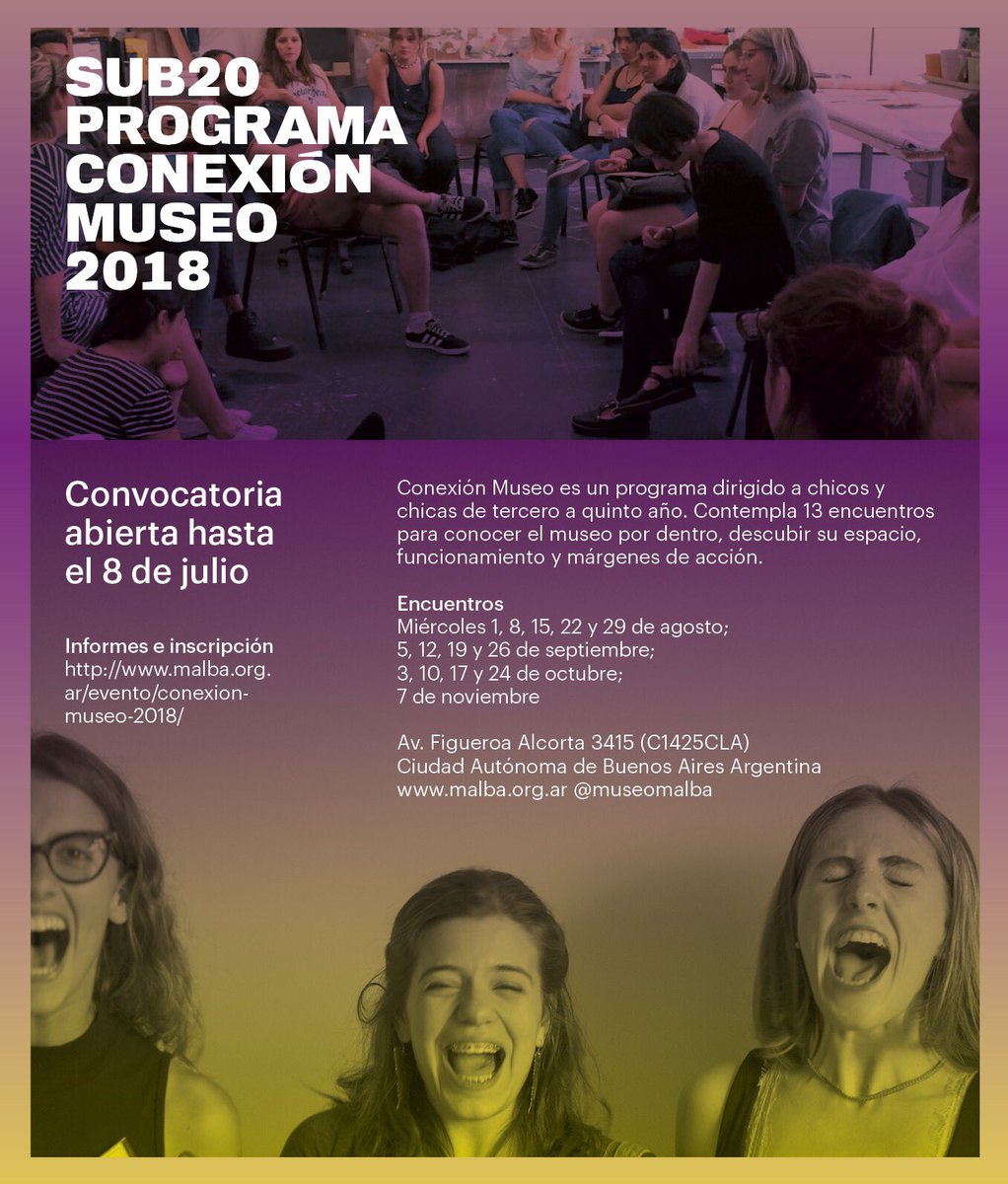 arteenort's tweet photo. Está abierta la convocatoria para Conexión Museo del MALBA.¡Les dejamos el Link de inscripción!: https://t.co/Yp2RLriWTW https://t.co/OvNJ0z1L92