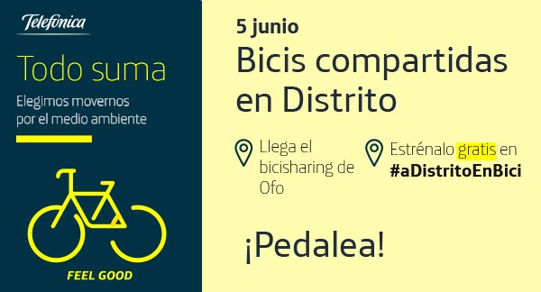 yayel's tweet photo. #aDistritoenBici es el nombre de la iniciativa organizada por empleados de Telefónica para ir en bici a la oficina. ¡Gracias, @Telefonica por impulsarla!
https://t.co/8zZOXZZYMg https://t.co/IIjjq6gIXf