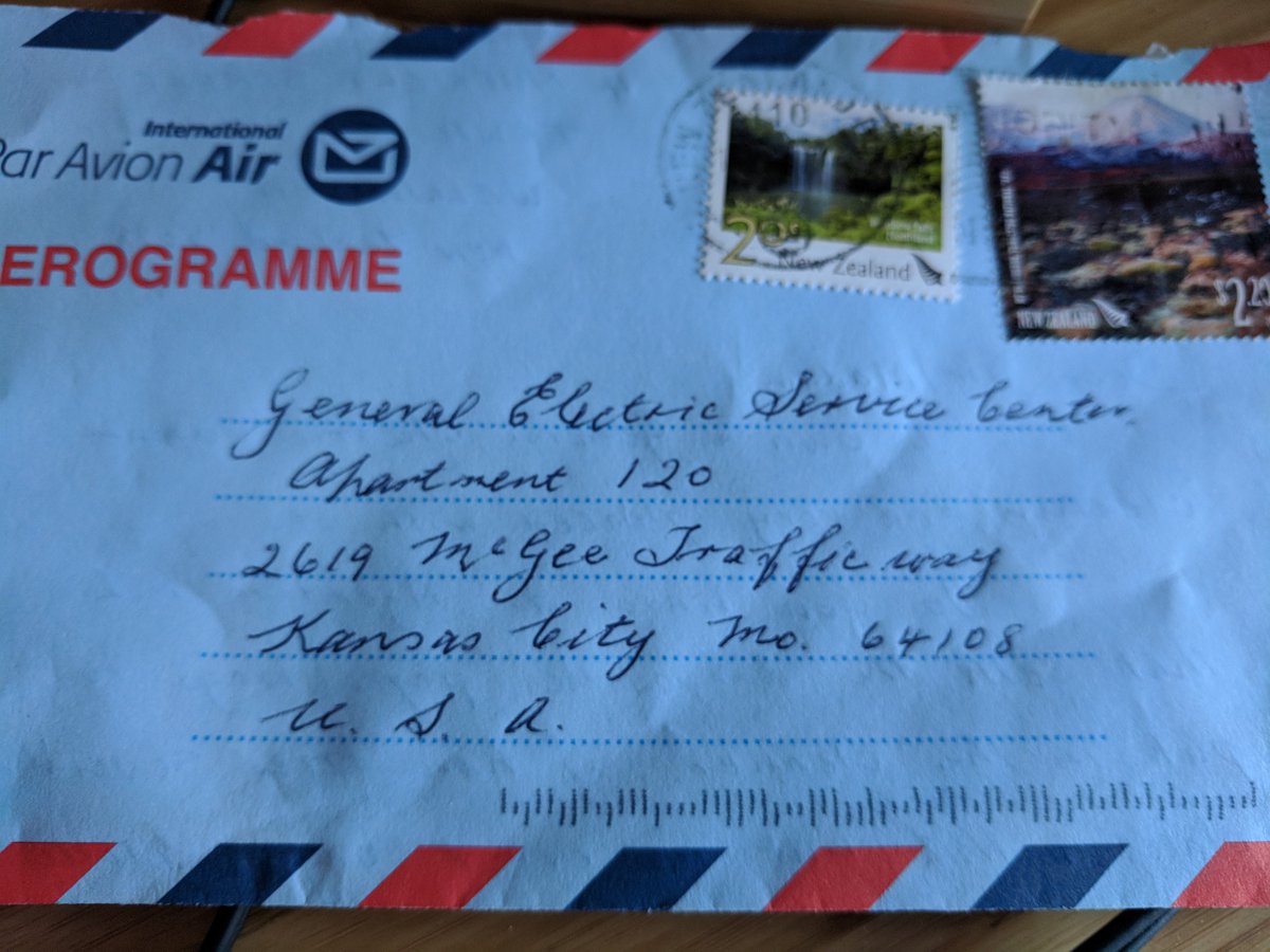 staubio's tweet photo. Today I learned, due to a mis-delivered piece of mail from New Zealand, that there was once a @generalelectric service center in KC on a stretch of McGee that no longer exists.

Entrusted by the universe with this task, I hope we can find this woman some replacement vacuum bags. https://t.co/J4SLRUe03l