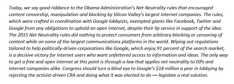 Free_Our_Net's tweet photo. Statement from Free Our Internet Executive Director:
#y2k18 #netneutrality #freeourinternet https://t.co/OaA9P1FBY4