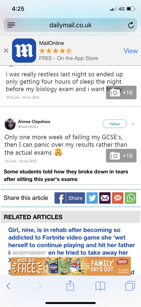 xxaimstutxx's tweet photo. My tweet got mentioned on daily mail 😝 about as far as my achievements go 👍😂😂#GSCE2018 #DailyMail https://t.co/i6XQQ0I1a1